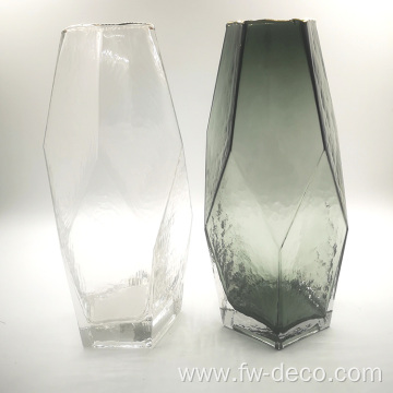 new design glass vase crafts with gold rim